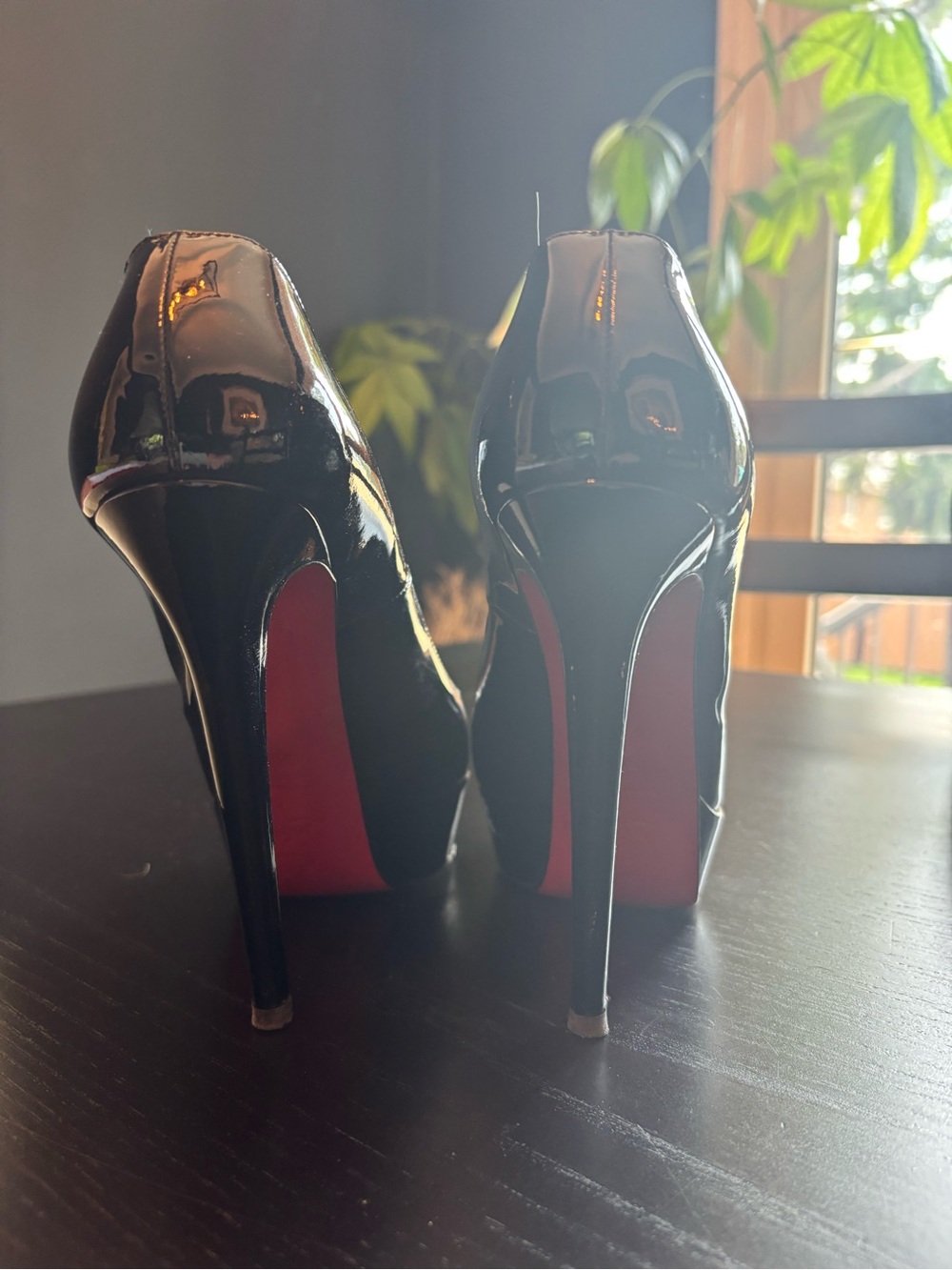 Christian Louboutin Black Patent Leather High Heel Pumps with Red Sole